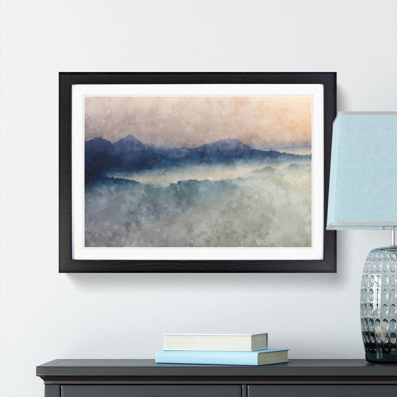 Misty Mountains - Picture Frame Painting Print, 45cm H x 63cm W x 2cm D, Black Framed