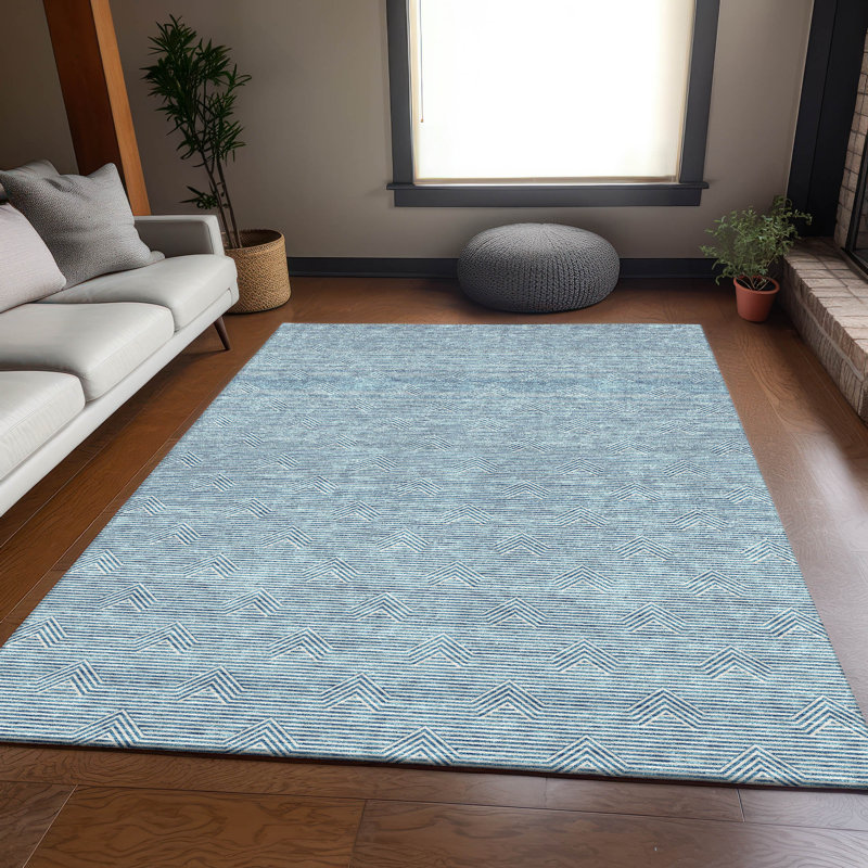 Premium Machine Washable Prisco Teal Rug, Rectangle 5' x 7'6"