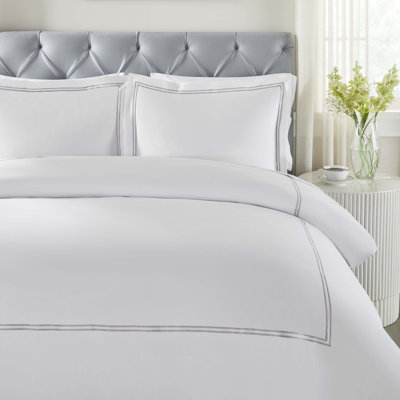 Fieldstone Cotton Two-Line Embroidered 3 Piece Duvet Cover Set by Superior