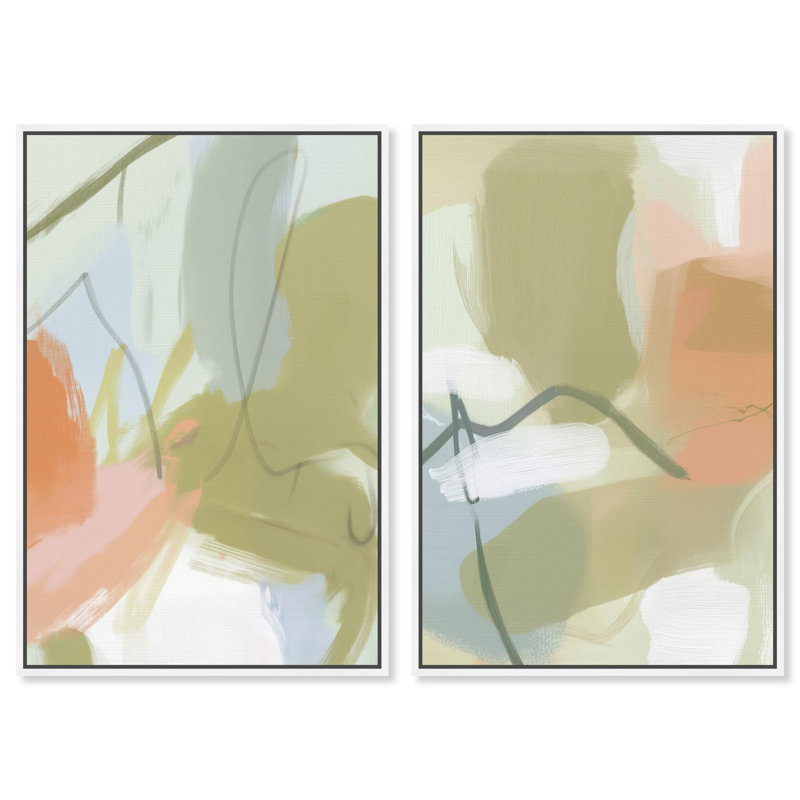 Misted Tones Diptych Canvas Print Blue Wall Art Set by Art Remedy, Black Frame, 10 x 15, H 55 po x l 37 po, Cadre blanc