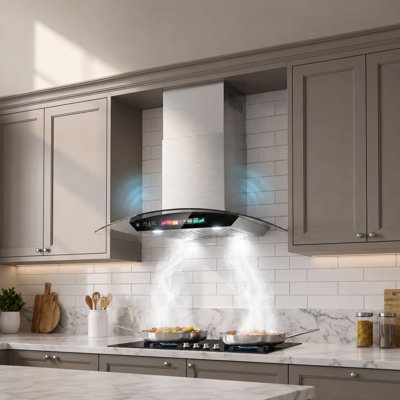 BRANO 30" Stainless Steel 900 CFM Ducted (Vented) Wall Range Hood with Washable Filter