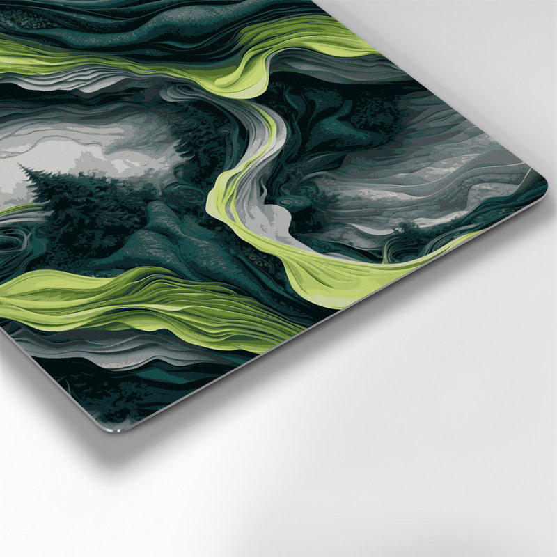 Paysage abstrait 56, art mural en métal bleu, H 12 po x l 12 po