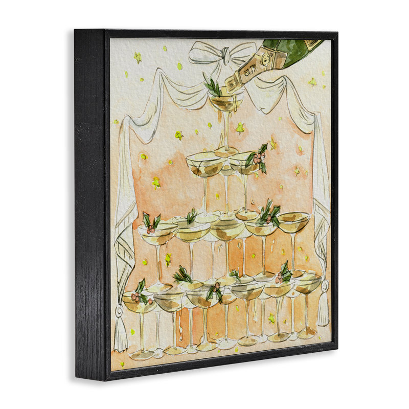 Winter Winter Cocktail Tower, estampe numérique de Melissa Wang, Giclée encadrée noir minuit, H 12 po x l 12 po