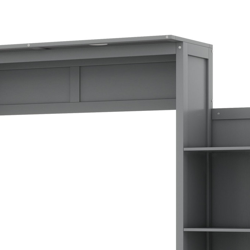 Lit escamotable avec tablettes Murphy, Gris