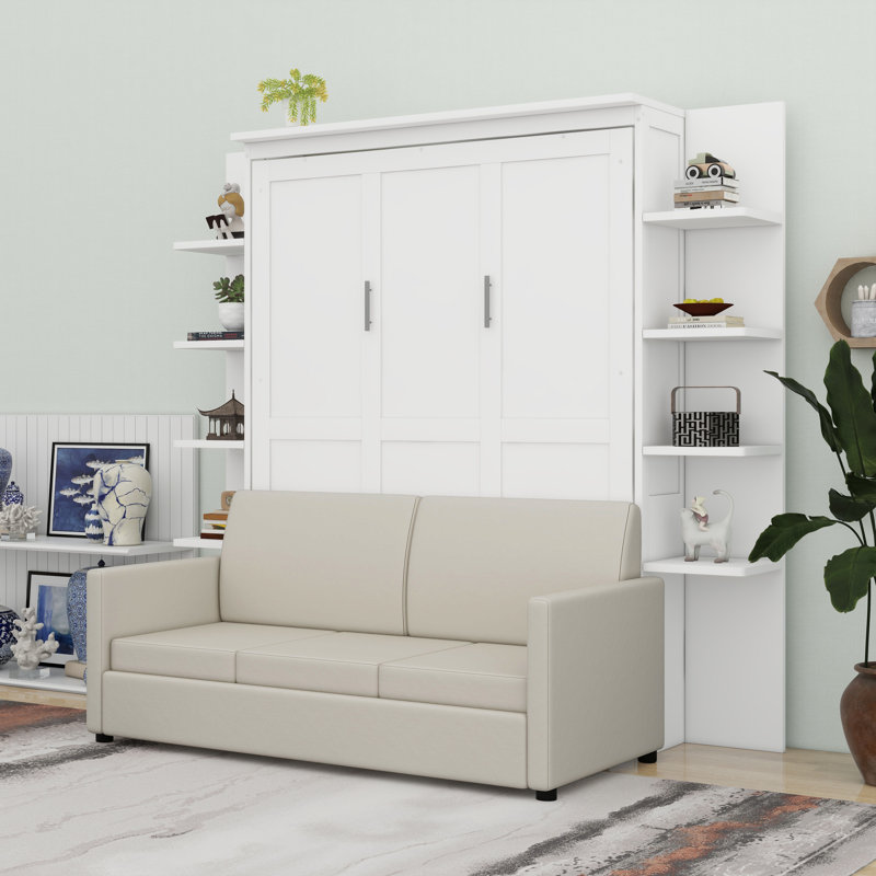 Murphy Bed With Sofa, White