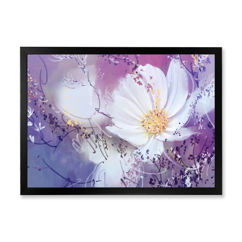 Fleur blanche - impression sur toile avec cadre flottant, Cadre photo noir, H 8 po x l 12 po x P 1 po