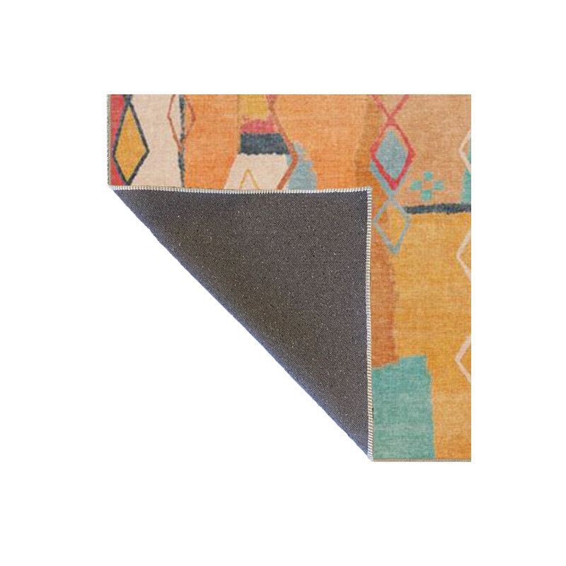 Tapis décoratif à motif géométrique orange lavable, Sous-tapis rectangulaire 2 pi 4 po x 3 pi 11 po