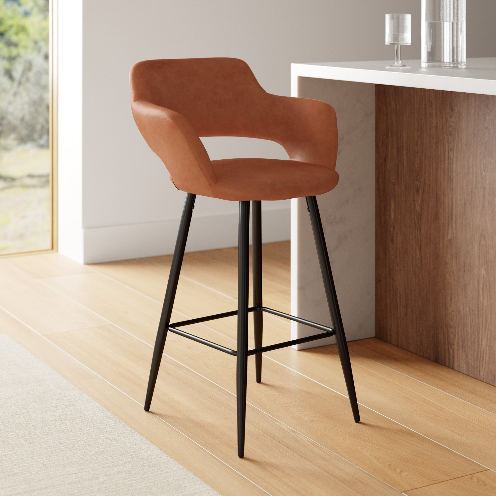 Lake 30" Bar Stool, Brown, Counter Stool (25" Seat Height)