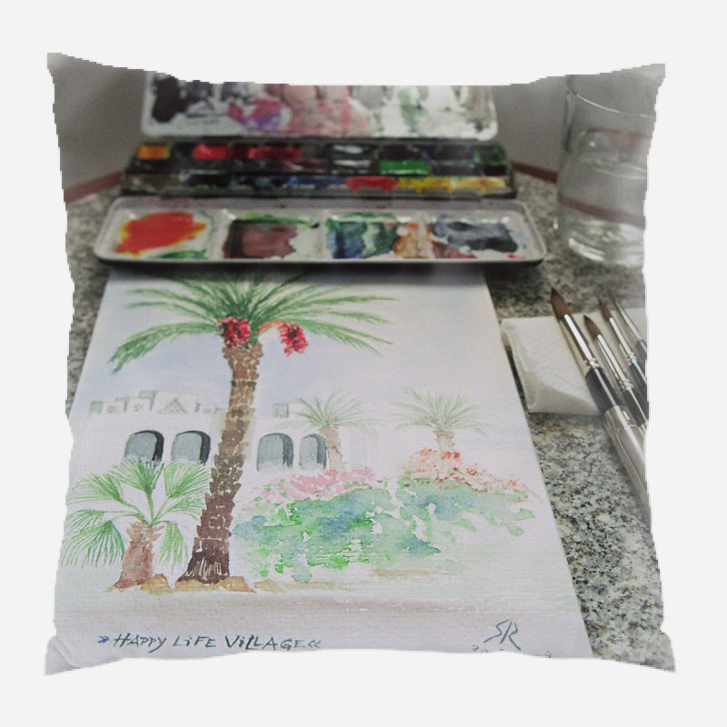 Coussin watercolour Ricketts, Microsuède, Intérieur