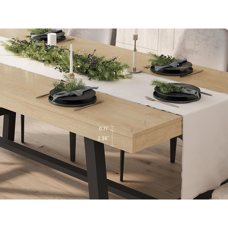 Table de salle à manger industrielle 63 "pour 4 à 6 personnes, grande table de cuisine avec structure en métal robuste, comptoir rectangulaire