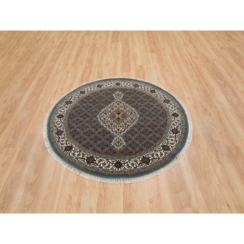 Tapis unique gris noué à la main New Age de 5 pi New Age