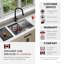 Évier de cuisine encastré sous plan, 63,5 cm x 48,3 cm, acier inoxydable noir graphite, calibre 16, avec accessoires intégrés, S-612WN-131085267-131085269