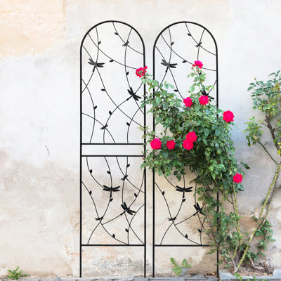 Paquet de 2 treillis de jardin en métal 86,7 po x 19,7 po Minerva, antirouille, support pour plante d'extérieur, treillis 19,7 po, cible d'escalade