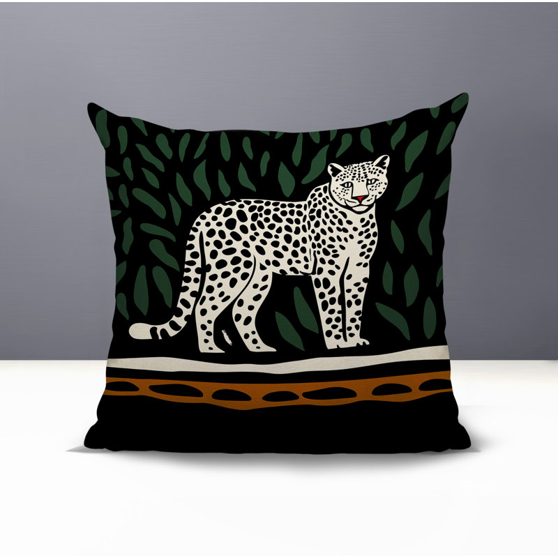 Oreiller carré réversible intérieur / extérieur Hota Leopard, Orange, Carré 20 po