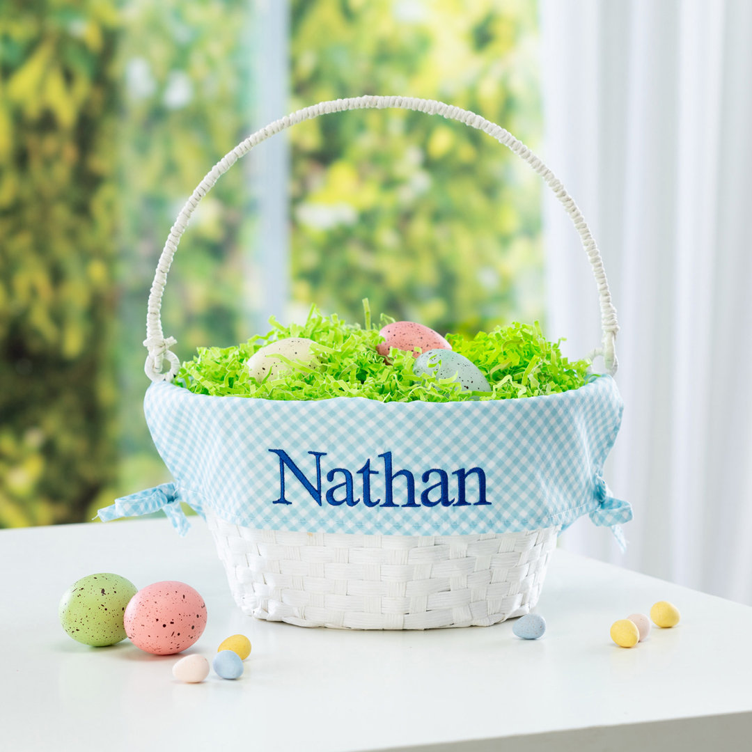Kaio Personalized Cardboard/Paper Checkered Liner with White Paper Rope Woven Spring Easter Basket The Holiday Aisle® 