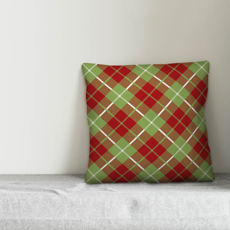  Coussin Christmas, 18 po x 18 po, Rouge / Vert, Intérieur
