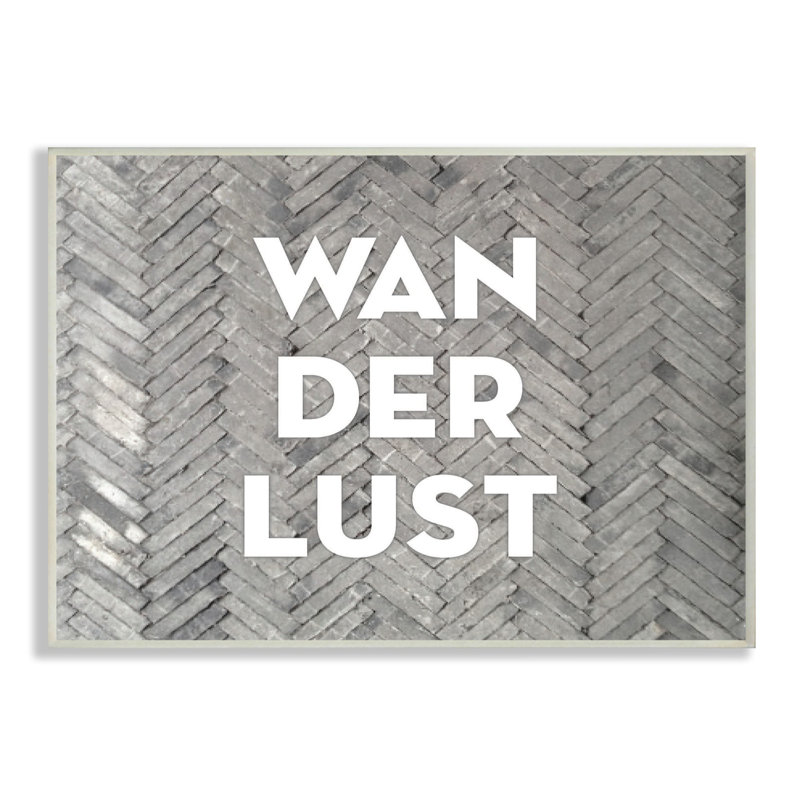 « wanderlust patterned briques », art textuel, H 10 po x l 15 po x P 0,5 po, Bois