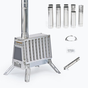 Green Stove Defender 304 Stainless Steel Wood Burning Tent Stove With Chimney Pipes - Portable Hot Tent Stove For Outdoor Heating, Camping & Hunting