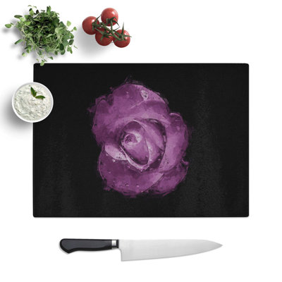 Tempered Glass Rose in the Shadows Chopping Board