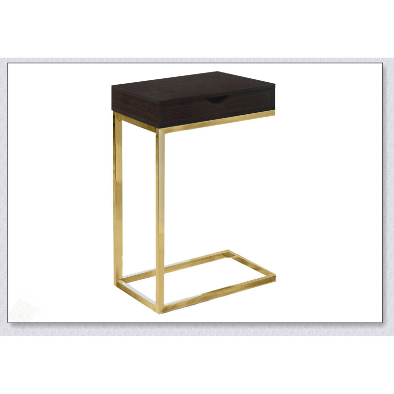 Table de bout contemporaine en forme de C avec tiroir de rangement, parfaite pour le salon et la chambre à coucher, élégante et fonctionnelle.