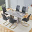 Ensemble de table de salle à manger moderne 63 po pour 4 à 6, table rectangulaire en faux marbre pour la salle à manger et la cuisine-938915537-938915541