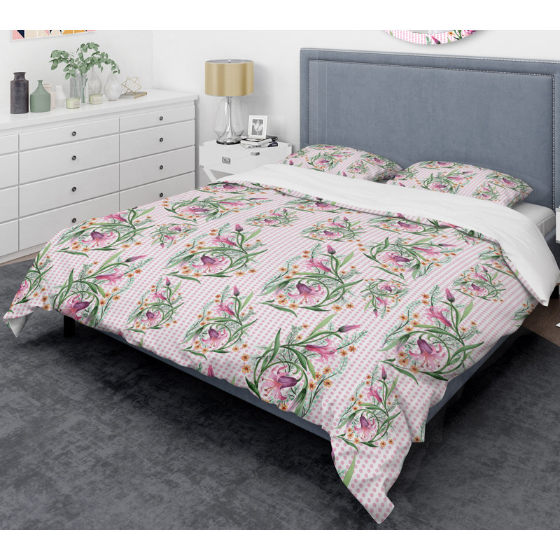 Modern & Contemporary Polyester Twill Geometric Shapes Duvet Cover, Full/Queen Duvet Cover + 2 Shams, Retro X - Pink