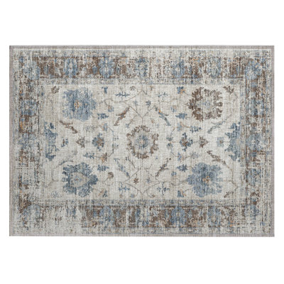 Machine Washable Indoor/Outdoor Xhevrie Putty Rug