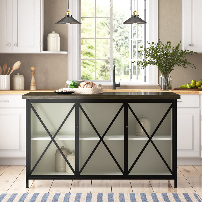 Bede Solid Wood Top Kitchen Island