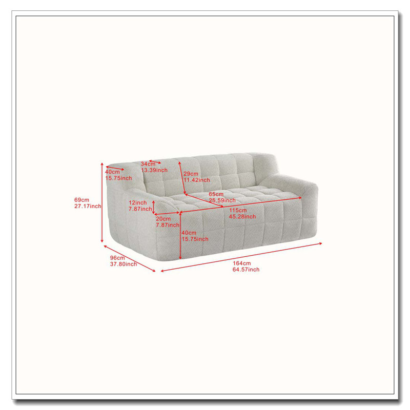 Canapé à compression complète 64,57 ", Beige