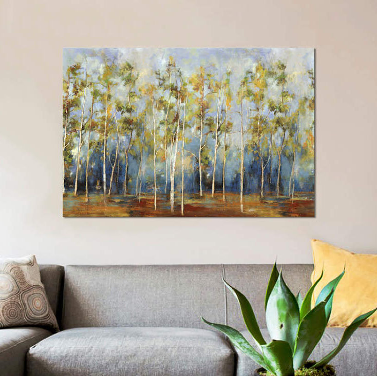 «Indigo Forest», reproduction d'impression sur toile, H 12 po x l 18 po x P 1,5 po, Toile tendue, Pas de tapis