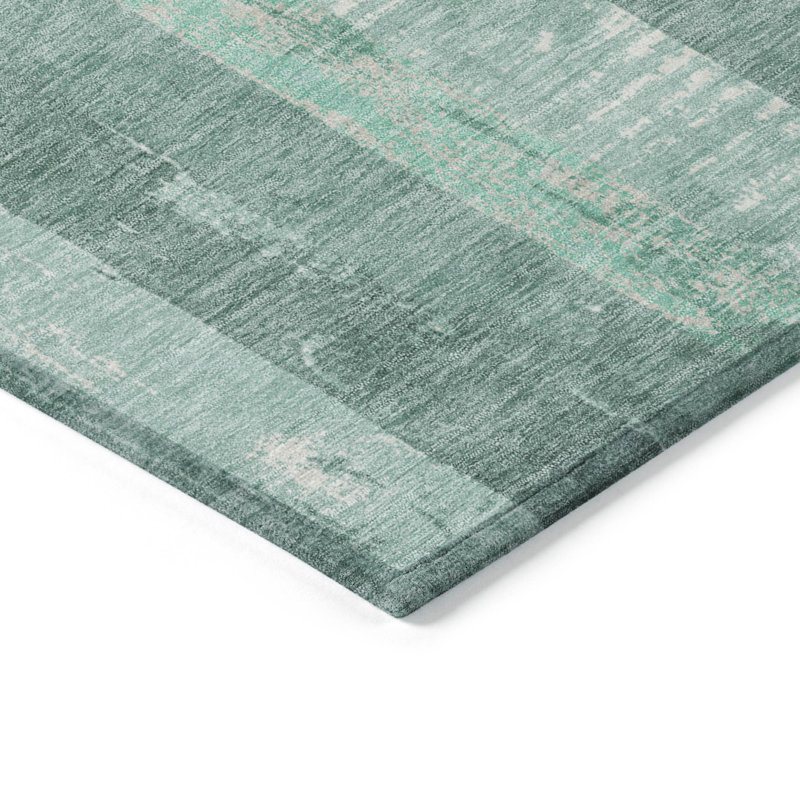 Machine Washable Indoor/Outdoor Cinead ACN1689 Seafoam Rug, Runner 2'3" x 7'6"