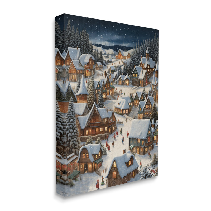 Village de Noël enneigé, H 30 po x l 24 po x P 1,5 po