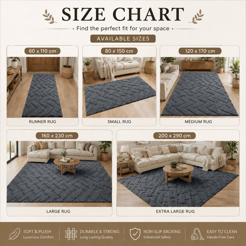 Luxury High Low Area Rug For hallway Bedroom Children Room Lounge , Rectangle 200 x 290 cm, Grey