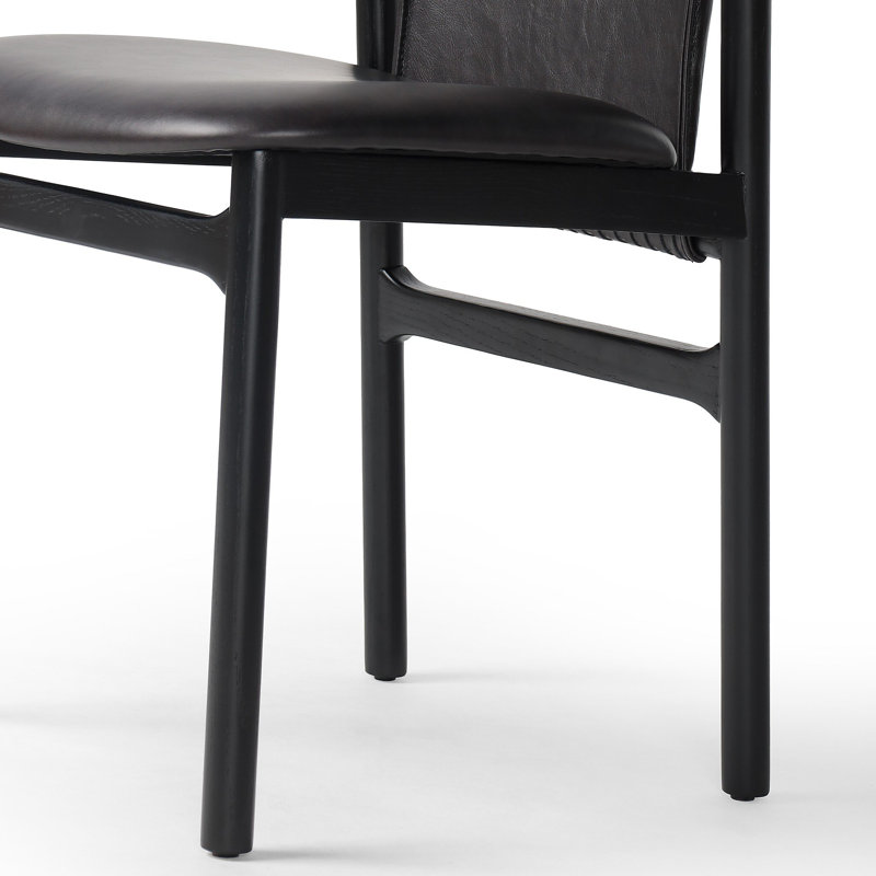 Baden Leather Upholstered Dining Chair, Brushed Ebony, Brushed Ebony
