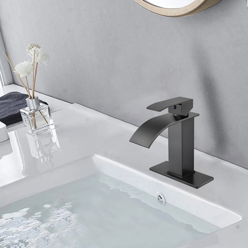Commercial-Grade Single Handle Waterfall Bathroom Faucet With Pop-Up Drain, Oil Rubbed Bronze