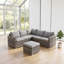 Ensemble modulaire de meubles de patio en osier, ensemble de conversation modulaire en L en rotin PE toutes saisons avec repose-pieds et coussins lavables, canapé d'angle pour terrasse de jardin, rotin gris