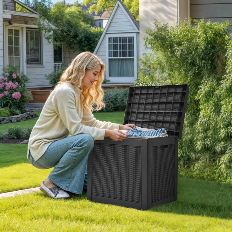 Balconera Deck Box 55.9cm W 118L Lockable Deck Box in Black