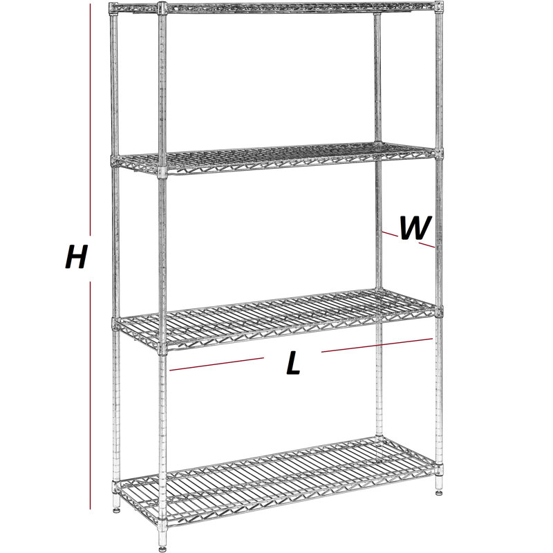 Étagère sur pieds, Époxy vert, H 74 po x l 48 po x P 18 po