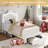 Largent Leather Upholstered Storage Bed with LED Lights and Crown Headboard, Kids Beds-8769285-8769281