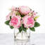 Arrangement de fleurs de pivoines artificielles mélangées dans un vase en verre avec de l'eau artificielle (rose foncé)-1505443484