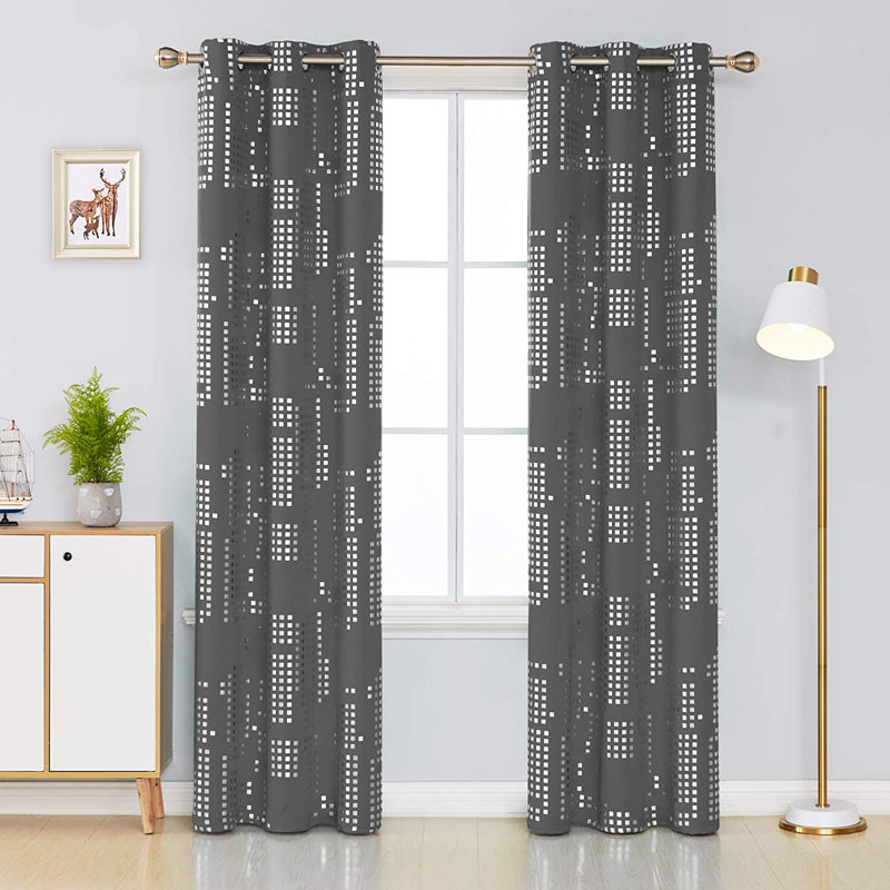 Carmacmoin Room Darkening Curtain Pair, Light Gray, 42" W x 63" L