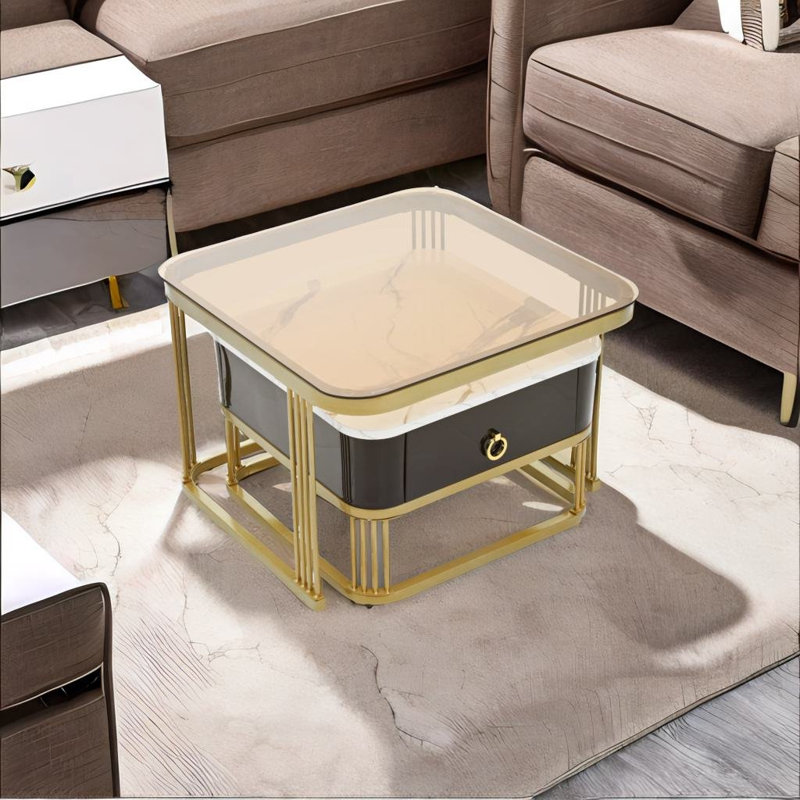 Table basse gigogne Paytynn, Or / Gris