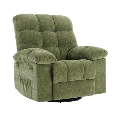 Fauteuil inclinable et pivotant à 360 ° avec revêtement en chenille, fauteuil inclinable coulissant à siège profond pour adultes, conception peu encombrante pour le salon ou les petits espaces