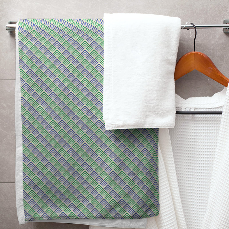 Katelyn Elizabeth Cotton Blend Bath Towel, Green/Blue