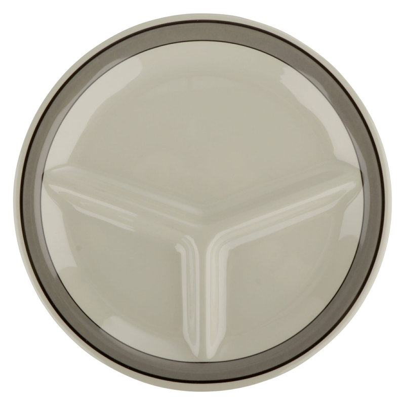 GET Assiettes en plastique robustes à 3 compartiments, 10,25 po, diamant Oxford (ensemble de 4), Noir