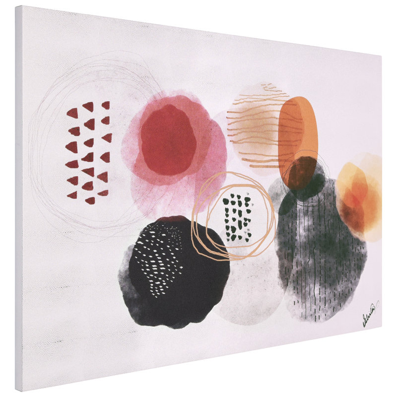 "Colourful Harmony II", Colourful Abstract Rendered on Silver Shagreen Wrapped Canvas Wall Art