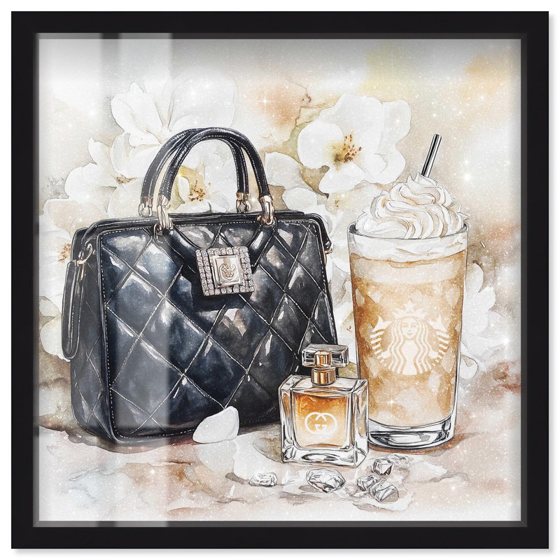 «Trinkets and White Floral Shadowbox Print» par Art Remedy, H 41 po x l 41 po, Noir