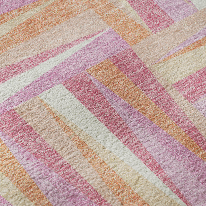 Premium Machine Washable Collett AMF1012 Squares Rug, Rectangle 2'6" x 3'10"
