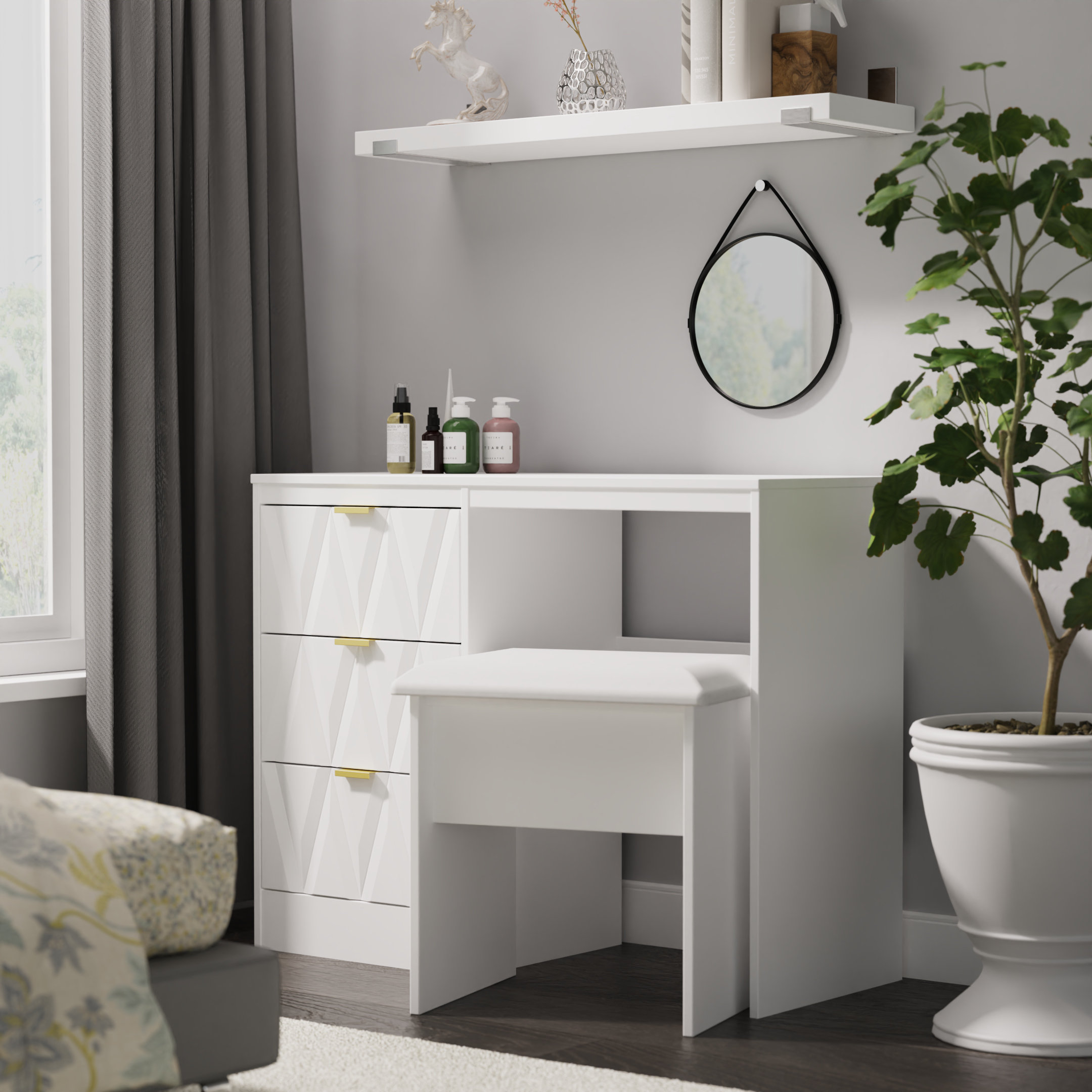 Welcome Furniture Las Vegas 3 Drawer Vanity in Graphite (Ready