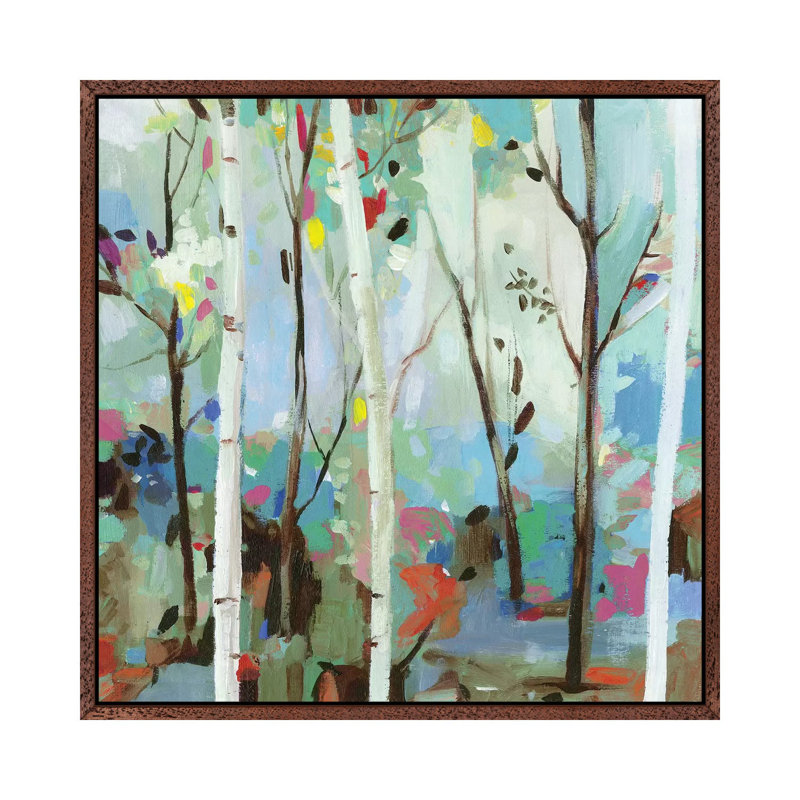 Birchwood Forest 1 Piece Painting on Canvas, 45.72 cm H x 45.72 cm W, Classic Brown Wood Framed Canvas